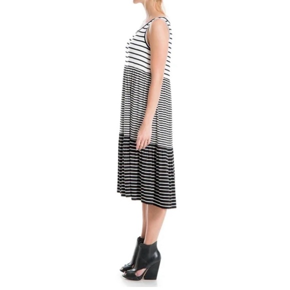 Max Studio Women's Sleeveless Midi Empire Jersey Dress - black/white stripes - S - Picture 2 of 7